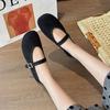 Korean version of matte leather Mary Jane shoes women's 2025 new autumn grandma shoes flat bottom shallow mouth single shoes ballet shoes