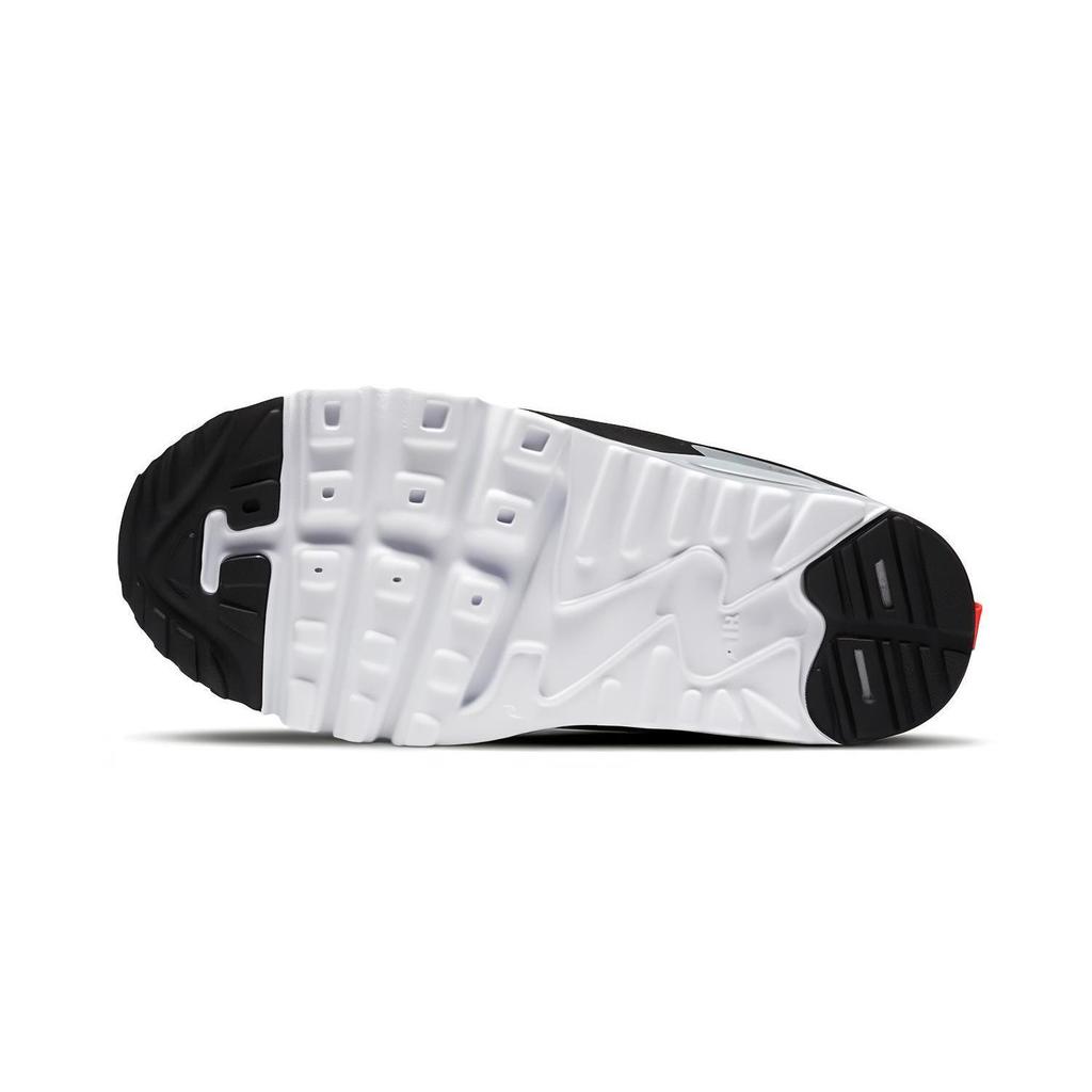 Nike Air Max 90 Round Tip Low top Kids' Running Shoes Gray Black Red Children Aged 3 7 Years Old 881927-024