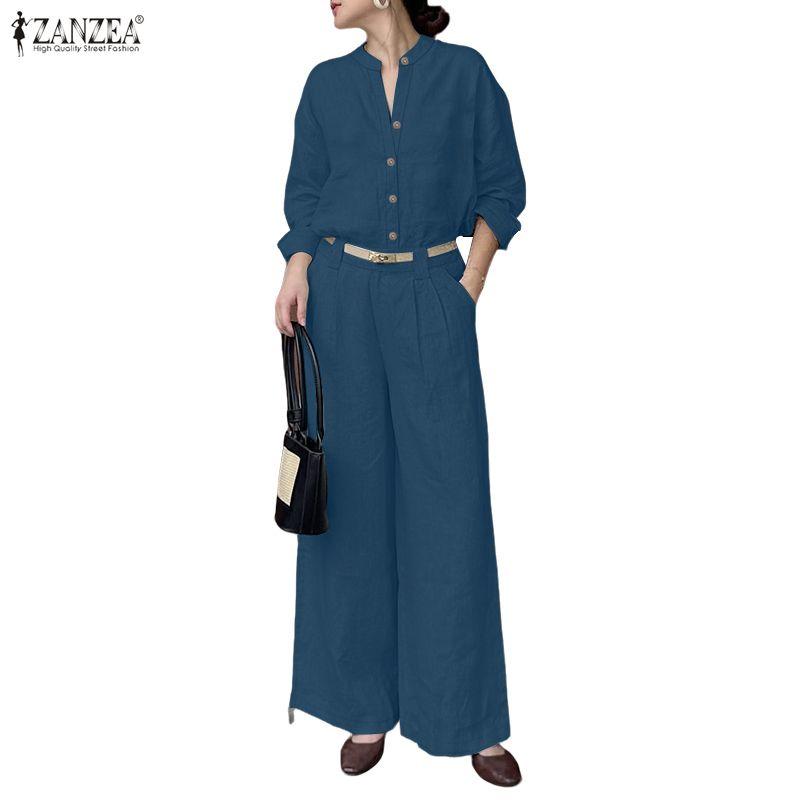 

ZANZEA Women Long Sleeve Blouse and Pants Casual Two Piece Suit Sets 5XL