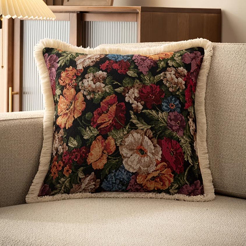 Folk Art Bird Floral Cushion Cover 2D Flat Printed Peach Skin Decorative Pillowcase For Living Room Sofa Home Decor 45X45Cm