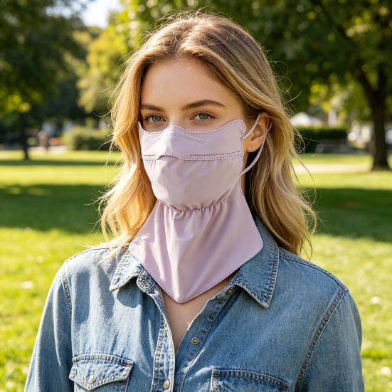 Gesichtsschutz Elastisches Gewebe 3D-Schnitt Gesicht Nacken Sonnenschutz Gesichtsschutz mit Verstellbaren Ohrbügeln Sommer Outdoor Gesichtsschutz