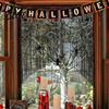 Atmungsaktiver Verandavorhang Halloween Gruseliges Fenster-Abschlussvorhang Schädel und Fledermaus Muster Transparenter Spitzen-Abschlussvorhang Lichtfilternd Gotisch für Wohnzimmer