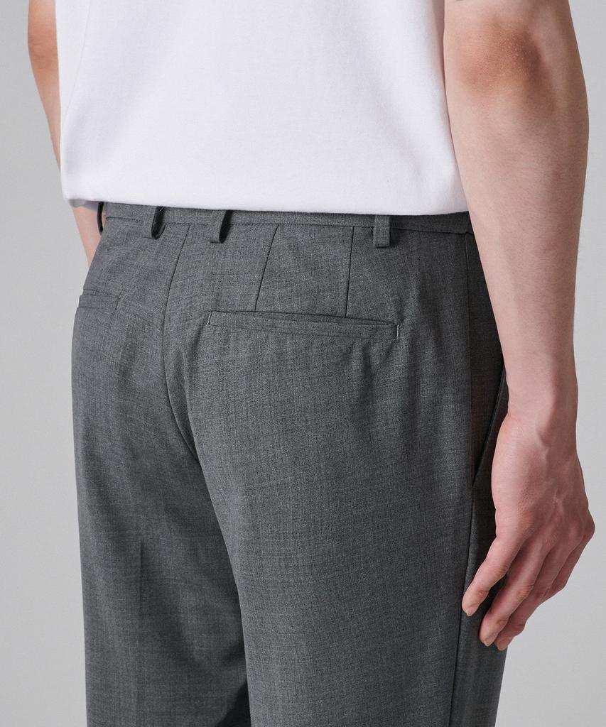 MUSINSA STANDARD Summer Wool Relaxed Tapered Hidden Banding Crop Slacks [Medium Gray]
