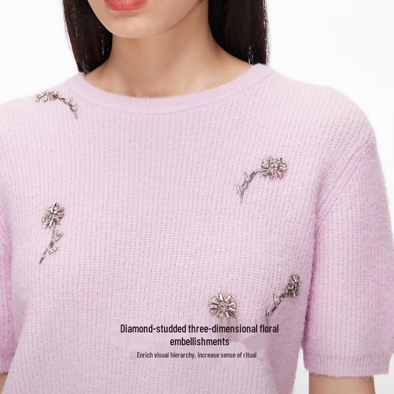 VEROMODA Women's Wool Blend Knit Top with Rhinestones