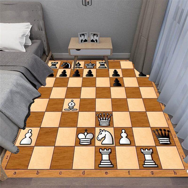 Intelligence Game Chess Printed Carpet King Queen Rook Bishop Knight Pawn Living Room Sofa Grid Floor Mat rugs