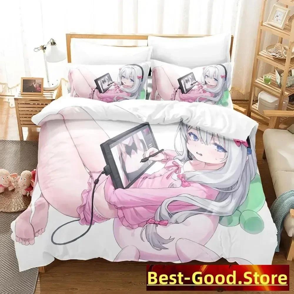 

New Sagiri Izumi Bedding Set Cartoon Anime Three-Piece Set Adult Kid Bedroom Duvetcover Sets 3D Kawaii Girls 70x133cm 2pcs