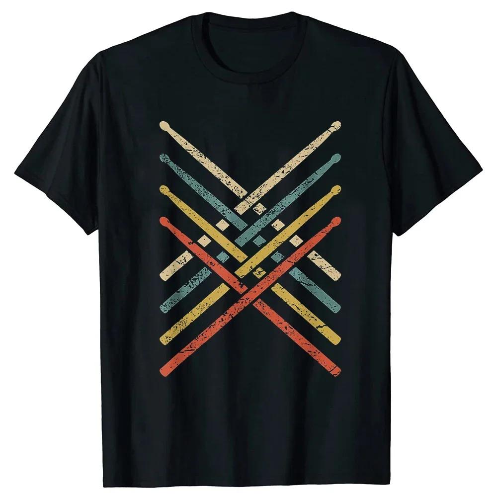 Drummer Retro Evolved Drummer Set T Shirt Original Cotton Short Sleeve Destruction Silent Drummer Pattern Printed Short Sleeve