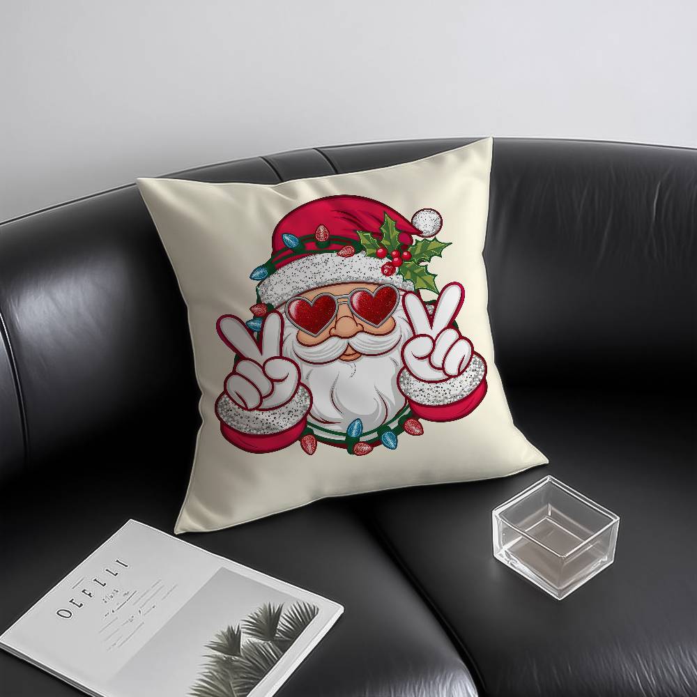 Santa Claus Cute Pillow Case Anti-dustmite Invisible Zipper Sofa Bed
