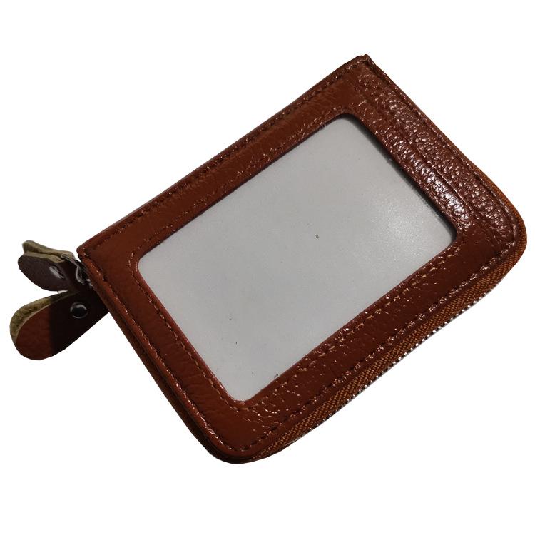 

RFID Кожаный держатель для карт и монетница из коровьей кожи с двойной молнией