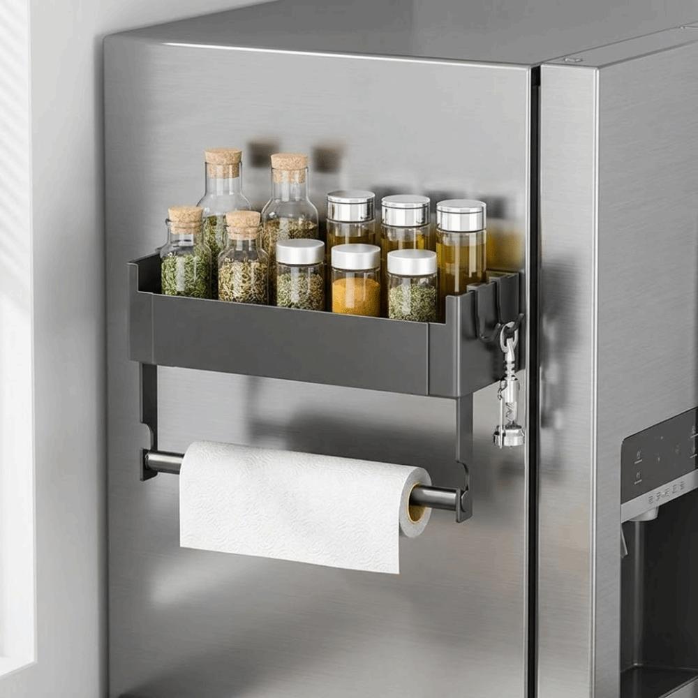 Punch Free Refrigerator Magnetic Shelf Carbon Steel Cling Film Storage Rack  Washing Machine