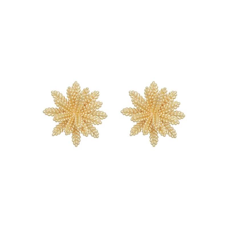 Niche Design Textured Wheat Ear Flower Stud Earrings for Women – Simple, Fashionable, Versatile, Creative Ear Ornaments