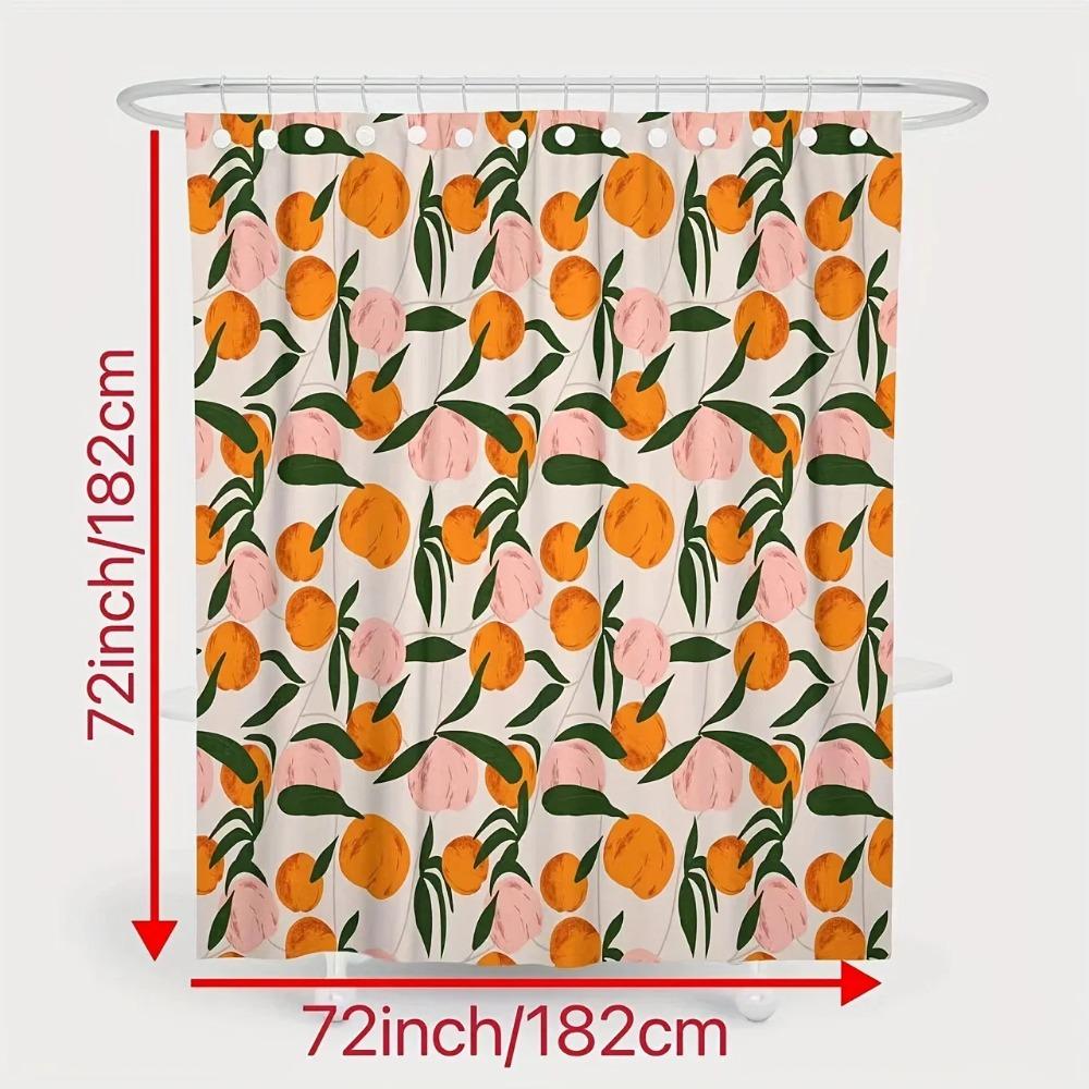 Decorate Your Bathroom with This Vibrant Orange Apple Shower Curtain with Hooks!