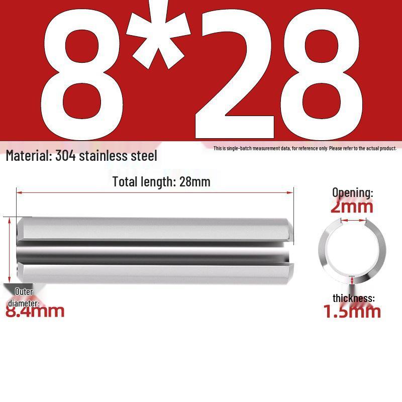 304 Stainless Steel Slotted Spring Pin, Cylindrical Shaft Pin, Locating and Hollow Pin (M5-M12)