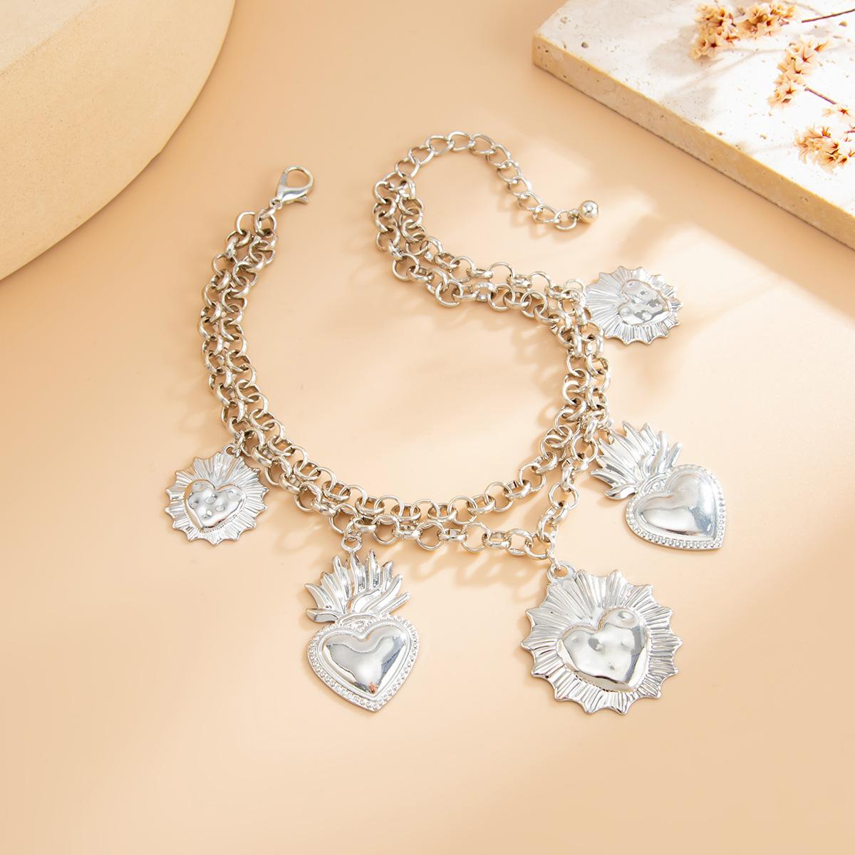 Creative Cross Heart Pendant Pants Ankle Chain Decoration Fashionable Imitation Pearl Bead Ankle Chain Decoration