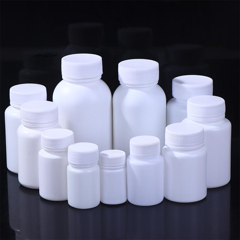 White Plastic Medicine Bottle 15-180ML with Screw Lid Food Grade PE Pill Storage Packing Container Case Holder for Home
