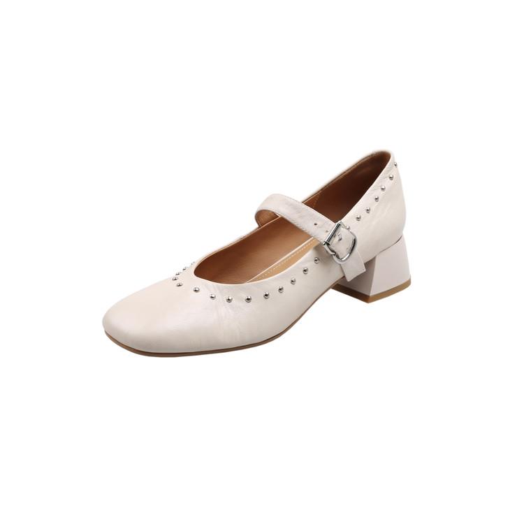 

Fashion New Spring/summer Genuine Leather Mary Jane Shoes for Women Fashion Rivet Square Toe Shoes Women Pumps Chunky Heels Black 39 белый