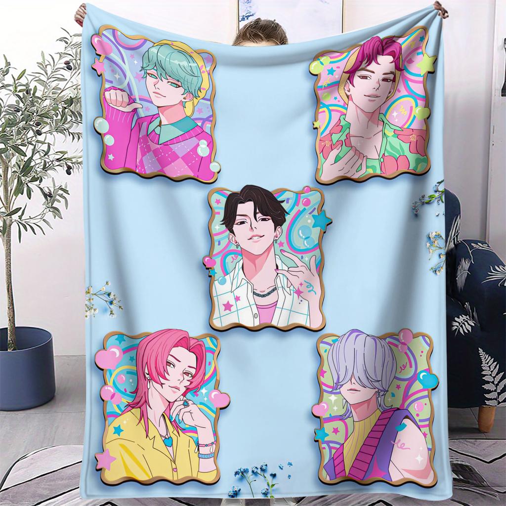 K-Pop Demon Hunter Blanket Hot Anime Girl Team Flannel Throw Blanket Winter Warm Blanket for Living Room Sofa Bed Cover Fan Gift