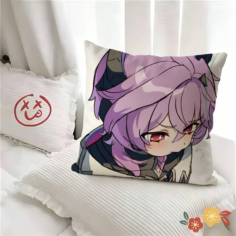pc Kawaii Chibi Durin Game Genshin Impact Pillow Case Fashion Square Pillowcase Bedroom Sofa Room Ins Decoration Leisure