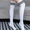Winter Leg Warmers Women Over Knee Thigh High Socks Black White Striped Long Socks Gothic Y2k Lolita Stockings For Ladies Girls