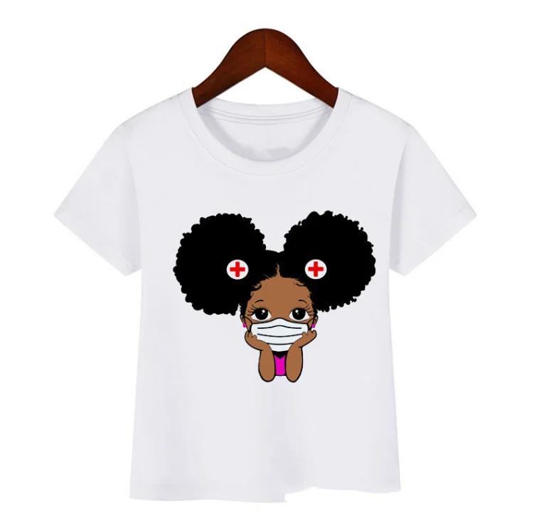 Summer Melanin Baby Girls Tshirt Cute Black Girl Magic Toddler Kids Top Tee Funny Lovely Childrens Polyester Fiber Clothing