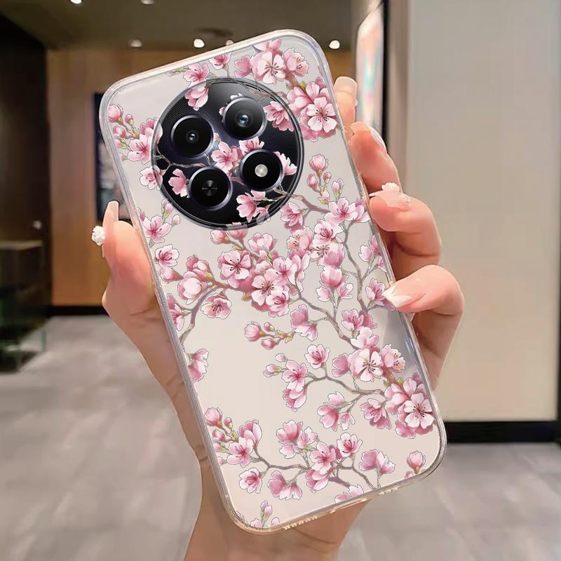 For Realme 12 4G 12+ 13+ Plus 13 Pro+ Plus 5G Case Fashion Flowers Painted Clear Silicone Phone Cover Fundas Funny Cat Couple