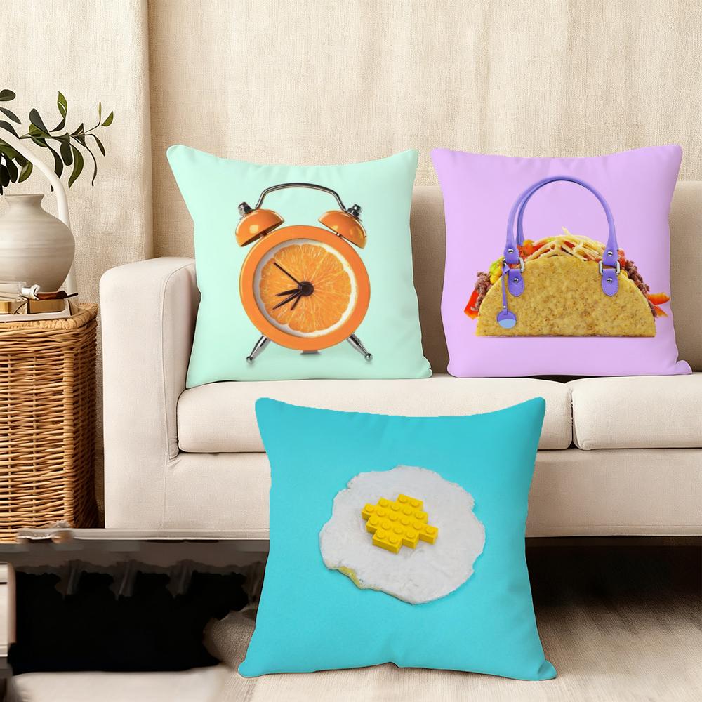 Creative Food Fruit Print Cushion Cover Plush Fabric Soft DoubleSided Printed Sofa Warm Winter Home Child Gift Pillow Case