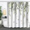 Green Plant Waterproof and Mildew-proof Polyester Bathroom Shower Curtain Shower Curtain Partition Curtain Free of Punching