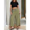 Women's pants summer striped straight pants drawstring wide-leg beach casual pants