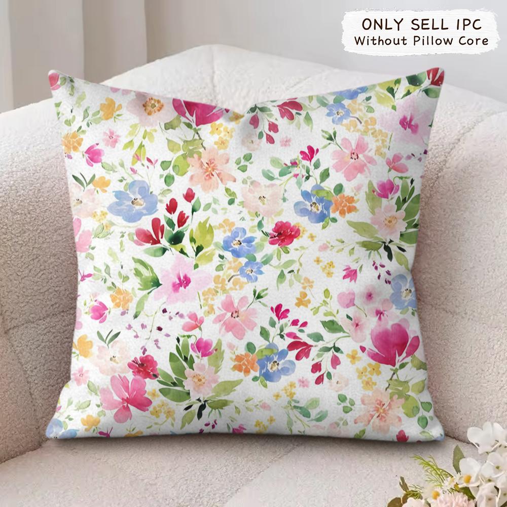 Fresh Floral Print Cushion Cover Soft Plush Fabric DoubleSided Printed Cushion Covers for All Seasons Modern HomeDecor Gift