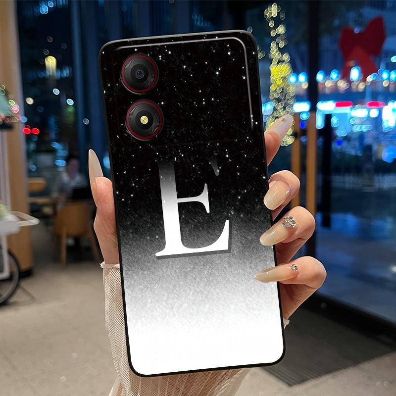New Design Letter Flower Pattern Soft Silicone Black Phone Case For ZTE Blade A34 4G Anti-scratch Shell ZTE Blade A34 4G Casing