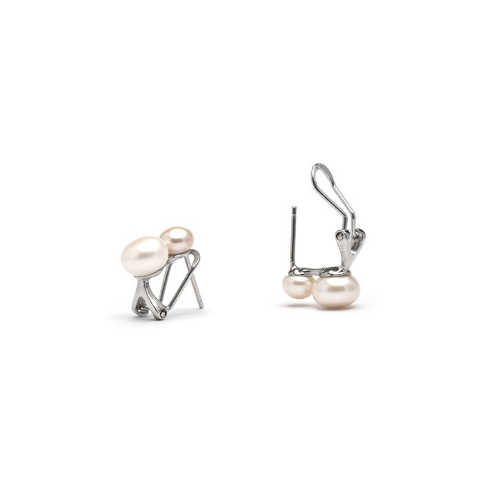 Boucles D'oreilles Luxenter En Argent 925 Avec Perle Blanche Finition En Rhodiée - Kire