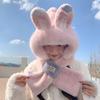 Windproof Scarf Cap Rabbit Ears Warm Cap Cute Plush Scarf Hat  Autumn Winter