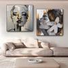 Abstrakte Figur Poster und Drucke Leinwand Malerei Golden Girl Face Mode Wand Kunst Bilder für Wohnzimmer Dekor kein Rahmen