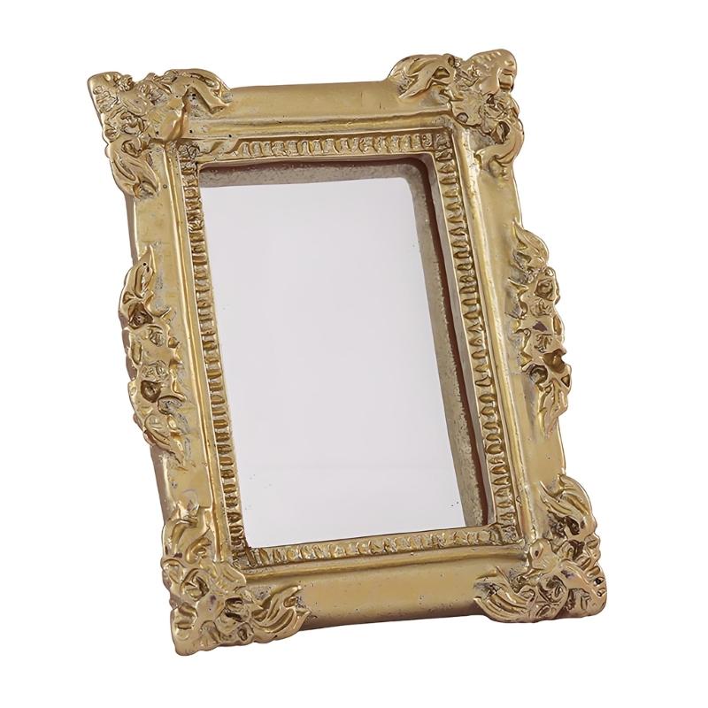 

Антикварное зеркало для кукольного домика, модель, фигурка, ПВХ, миниатюрная мебель для детей, ролевые игры, классические украшения для домашней сцены