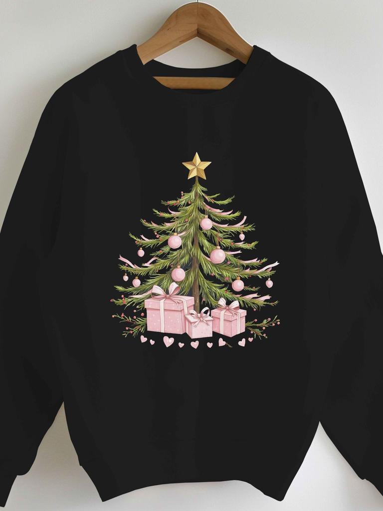beautifully decorated Christmas tree 250g women's sweatshirts