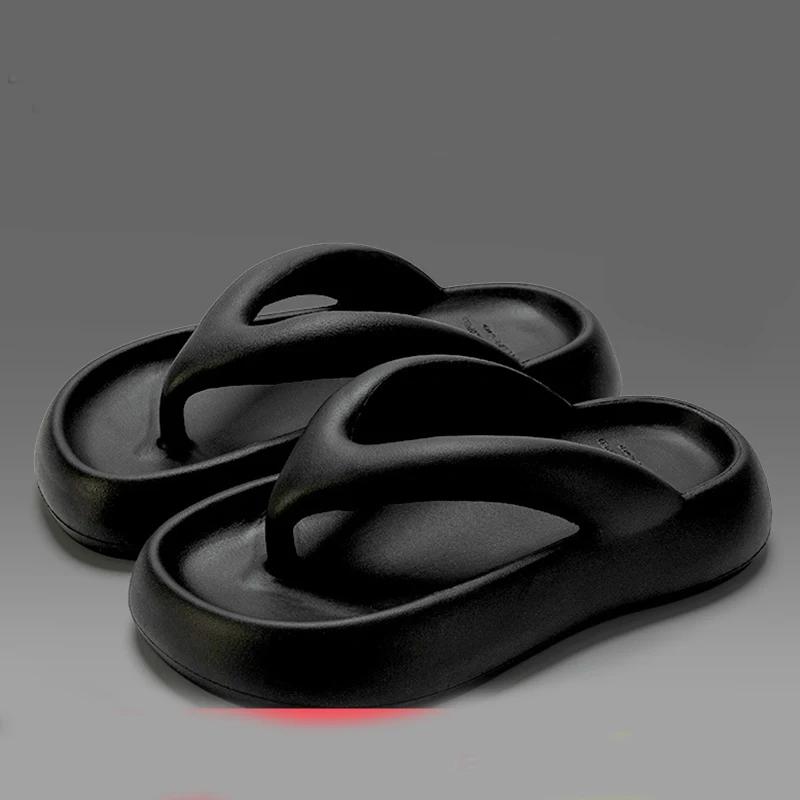

Fashion Thick bottom flip flops for women s summer 2025 new height increasing anti slip beach sandals beach slippers for outdoor wear 40-41 чёрный