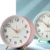 Non-Ticking Nordic Alarm Clock Round Table Clock Battery Operated Frosted Metal Clock  Bedroom