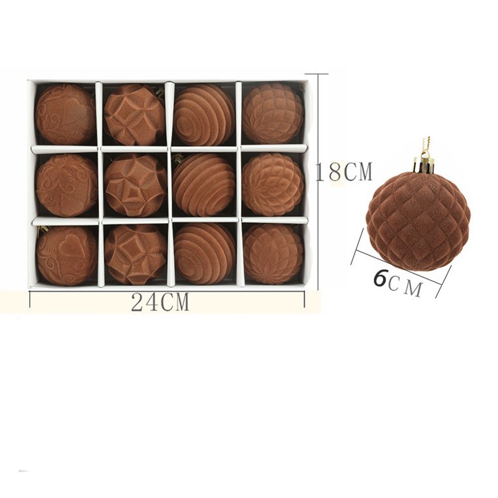 12pcs Christmas Tree Velvet Ball Ornaments Colorful Holidays Decoration Hanging Ornaments Simple Creative Pendant Decorations