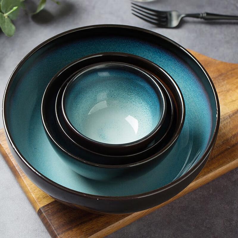 ZISIZ Ceramic Kiln Change Blue Bowls