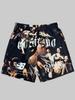 Men Gothic Angel Graffiti 3D Print Mesh Beach Shorts Elastic Drawstring Loose Straight Casual Summer Board Shorts