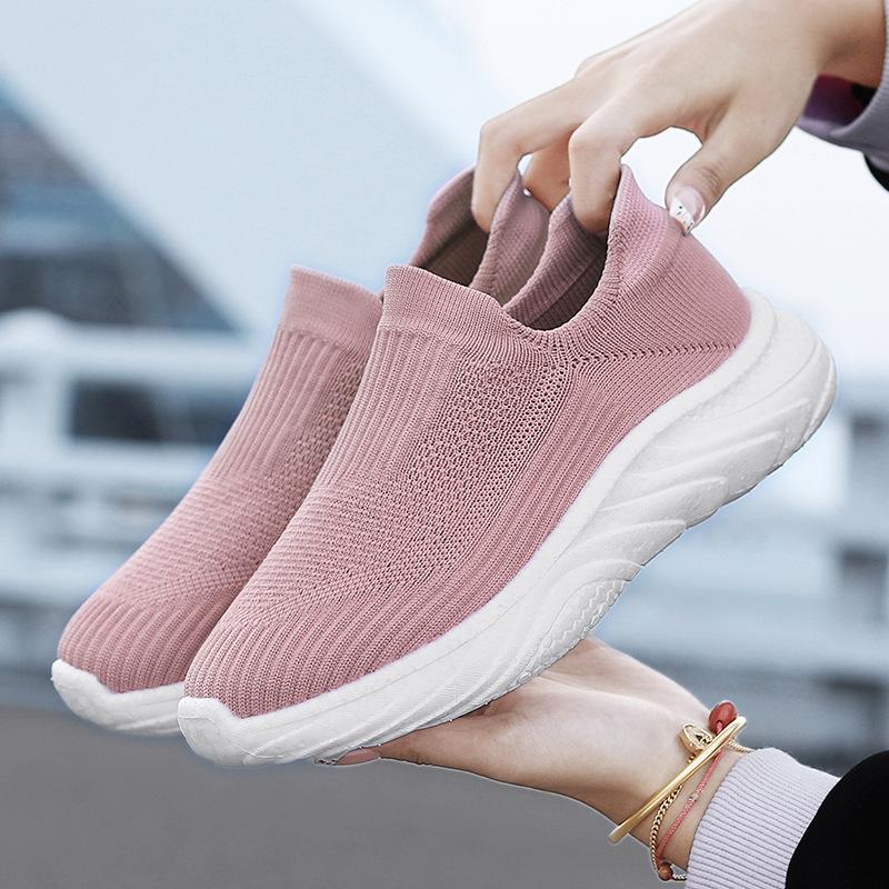 Shoes, men's and women's 25 spring casual shoes, flying weave running shoes, soft-soled couple shoes, trendy one-foot slippers
