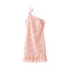 Spring 2025 Women's European & American Style One-Shoulder Lace Print Dress