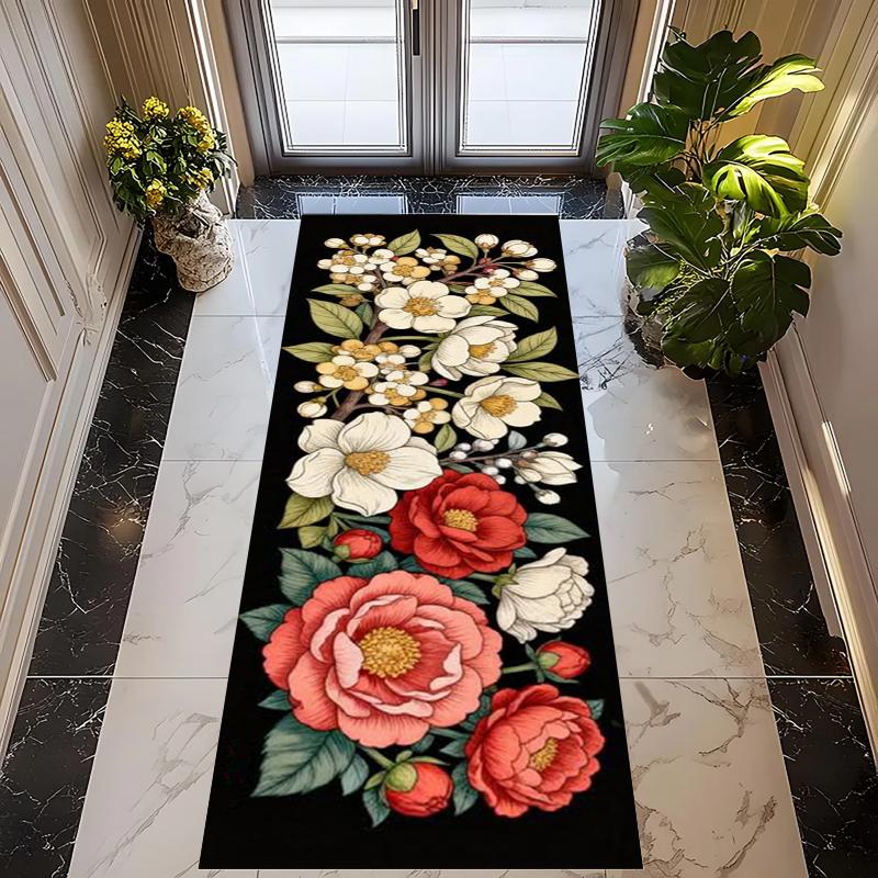 2D Effect Floral Aisle Carpet Living Room Entrance Long Decorative Floor Mat  Rugs for Bedroom Door Mat Room Decor Carpet