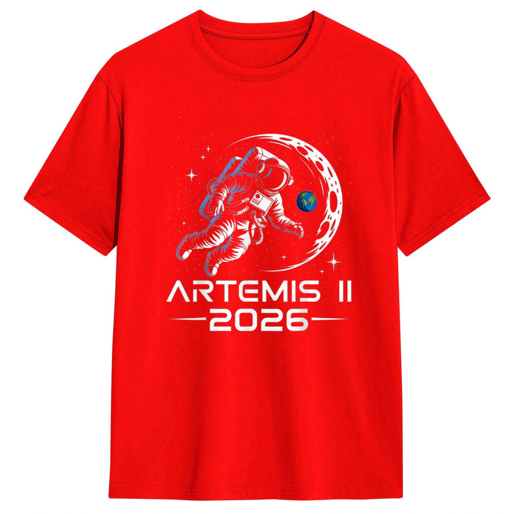 Artemis II Launch to The Moon Space Mission 2026 Astronaut Mens T Shirt Humor Tees Short Sleeve TShirt Cotton Printed Clothing S