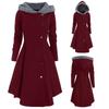 Damen Halloween Design Wollmantel Elegant Mittellang Kapuzenwoll-Trenchcoat