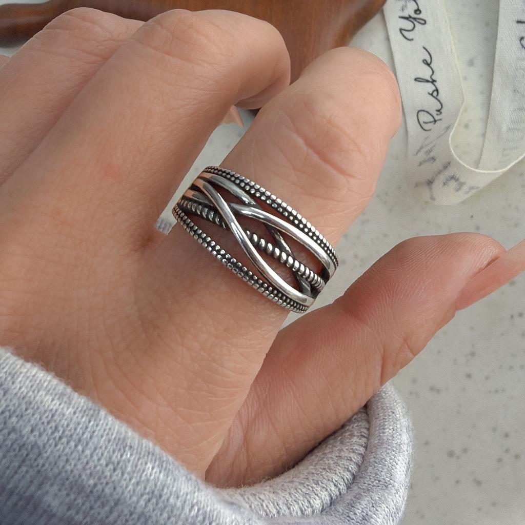 925 Sterling Silver Rings for Women Couple Minimalist Handmade Simple Retro Interware Ring Fine Jewelry Gift Prevent Allergy