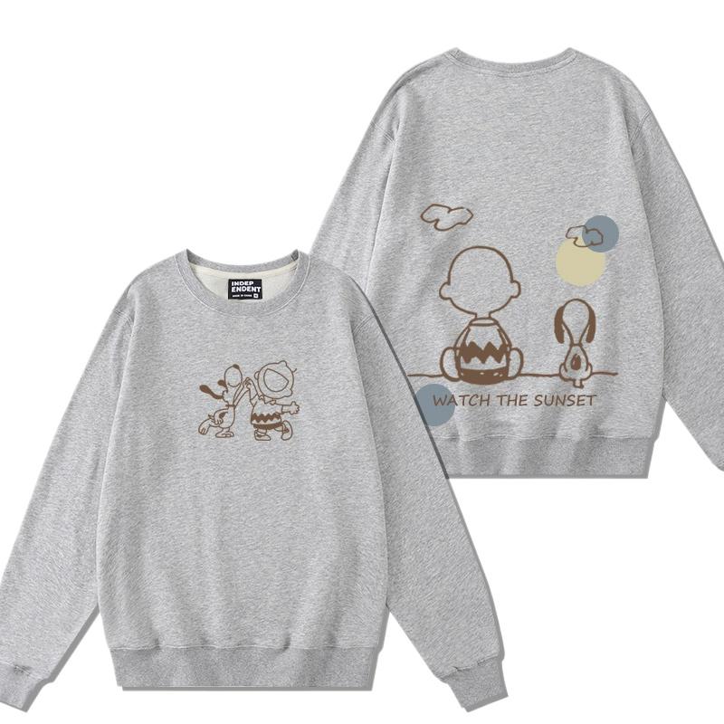 Snoopy tegneserie hettegenser dame rund hals topp dame hettegenser par løs avslappet hettegenser pars rund hals topp par hettegenser