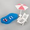 Miniature Doll Pool Set with Swim Ring, Coconut Tree, Sun Umbrella, and Beach Chair - Children's Toy Accessories