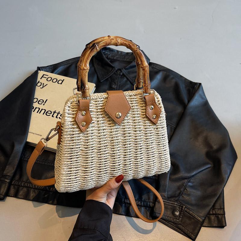 

Summer Beach Straw Top-handle Bags For Women Rattan Woven Design Shoulder Crossbody Shell Bag Designer Handbags Luxury 24x20x8cm