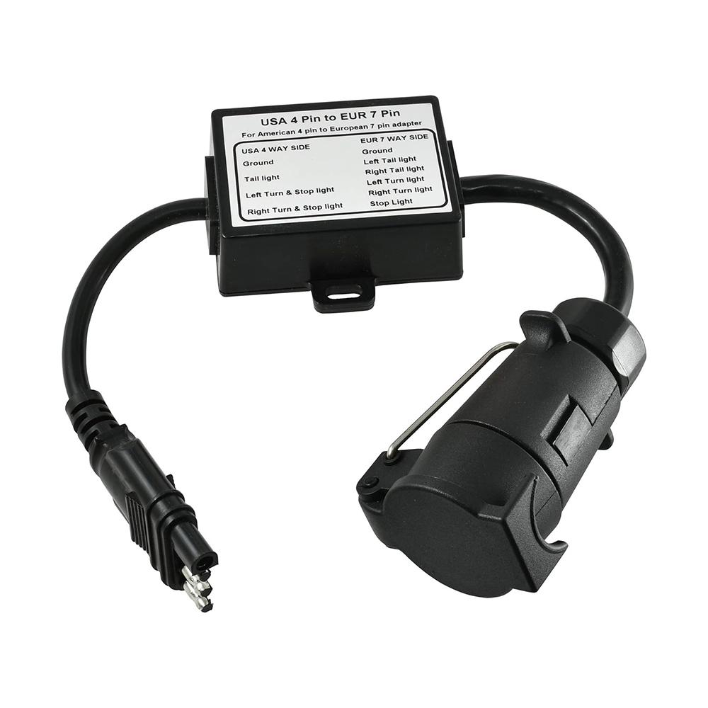 1Pc Trailer Light Converter American 4-Way Flat Plug to 7‑Pin European Round Plug Connector Stop/Brake Signal Separating